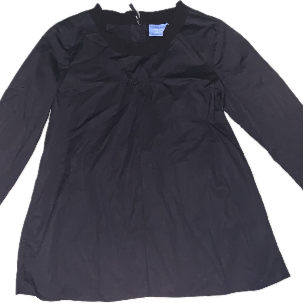 Simply Vera Vera Wang Black Long Sleeve Relaxed Blouse with Mandarin Collar